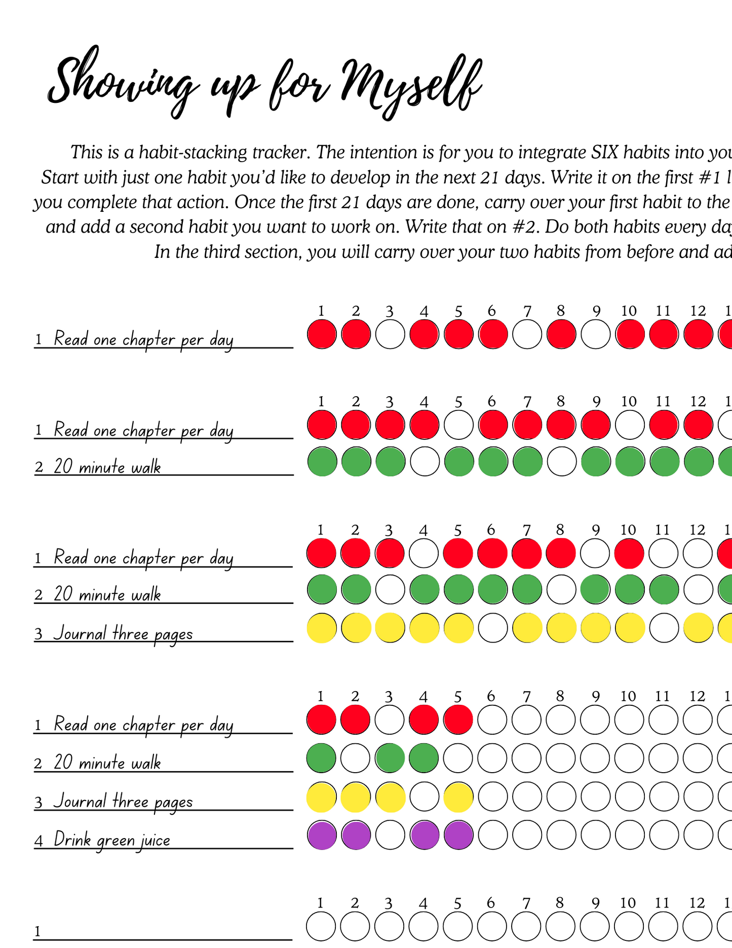 Showing up for Myself - A Digital Habit Stacking Tracker