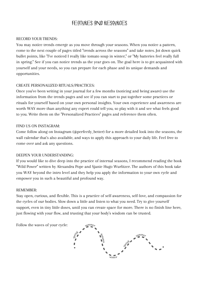 Internal Seasons Menstrual Journal