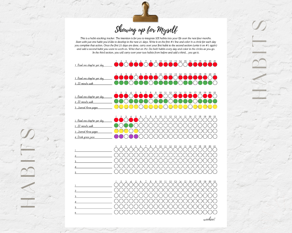 Showing up for Myself - A Digital Habit Stacking Tracker