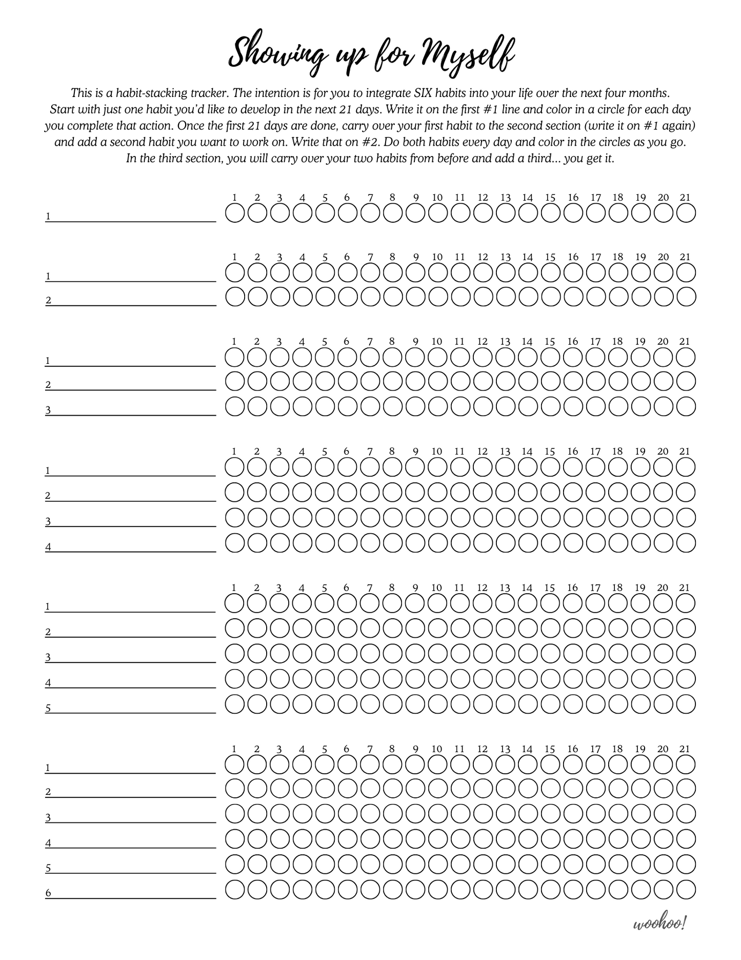 Showing up for Myself - A Digital Habit Stacking Tracker