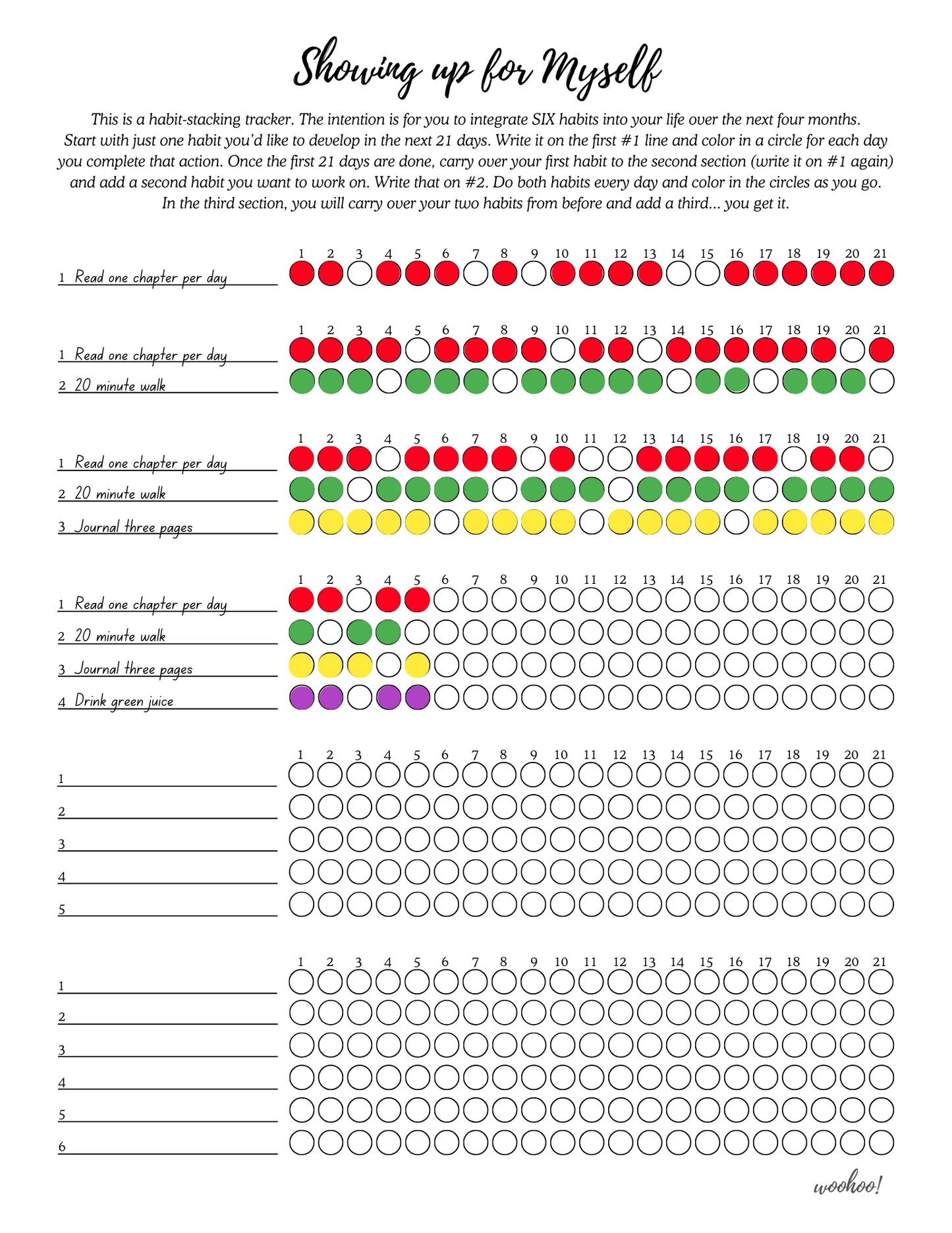 Showing up for Myself - A Digital Habit Stacking Tracker